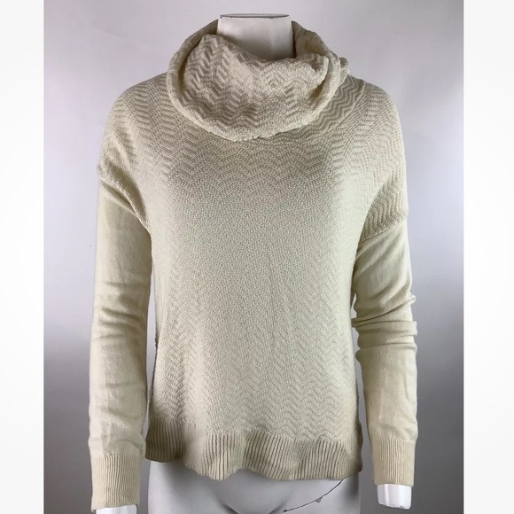 Joie Sz S Wool Cashmere Cowl Neck Sweater Creme Pullover Style Ribbed Knit - Picture 1 of 6